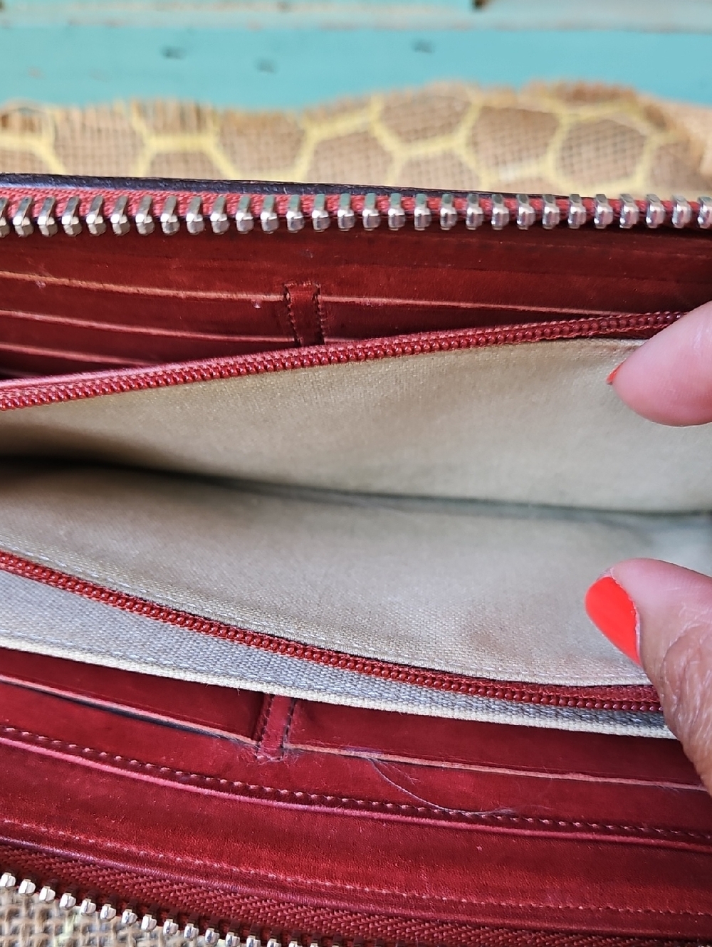 Longchamp Vintage Retro Burgundy Zip Wallet Leather - Picture 6 of 7